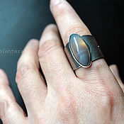 Diana - тонкое серебряное кольцо с нефритом (серебро 925)