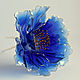 Шпилька большая синяя роза. Заколки. Анастасия (glossyfleur). Интернет-магазин Ярмарка Мастеров.  Фото №2