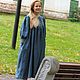 Платье льняное , синее. Платья. Льняная Мануфактура ЛЕБЕДЬ. Интернет-магазин Ярмарка Мастеров.  Фото №2