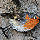 Order Textile brooch with embroidery Bird Robin. Heat hands (TeplOlino). Livemaster. . Brooches Фото №3