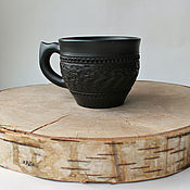 Посуда handmade. Livemaster - original item Cup with handle - black-flattened ceramic.. Handmade.