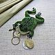 Coin holders: Dark green frog beaded keychain-coin box. Coin boxes. SilkArt Tatyana. My Livemaster. Фото №4