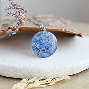 Украшения handmade. Livemaster - original item Pendant with blue forget-me-nots. Decorations with real flowers in resin. Handmade.