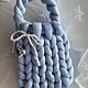 Сумка вязаная из трубчатой пряжи Shani blue. Сумка-мешок. Nini-handmade-bags. Интернет-магазин Ярмарка Мастеров.  Фото №2