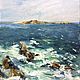 Oil painting seascape Wave oil Painting Sea Sozopol to Buy a painting from a landscape By painting with Impressionism sea sea island

