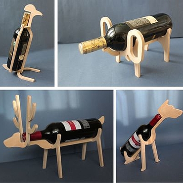 Стойка для вина - держатель винных бутылок из дерева ручной работы