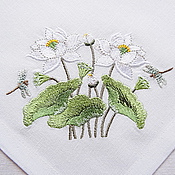 Подушка интерьерная с вышивкой "Живой цветок" (Белым по белому)