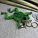 Coin holders: Emerald Green frog made of beads coin holder keychain, Coin boxes, Zheleznodorozhny,  Фото №1