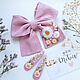 Bow and 2 Hairpins (pink linen) - embroidery flowers. Hairpins. annetka-ann (annetka-ann). My Livemaster. Фото №4