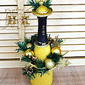 New Year's champagne, bottle decor