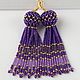 Earrings tassel beaded purple, Tassel earrings, Kireevsk,  Фото №1
