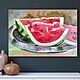 Painting Watermelon Watermelon slices still life oil on canvas. Pictures. Yulia Berseneva ColoredCatsArt. My Livemaster. Фото №4