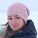 Women's knitted hat Bini ' Pink Powder'. Caps. KnitTOyou. Online shopping on My Livemaster.  Фото №2