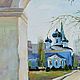 Пейзаж. Гуашь. Храм Успения Пресвятой Богородицы. Картины. Ольга Бражникова. Интернет-магазин Ярмарка Мастеров.  Фото №2