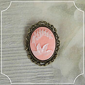 Субкультуры handmade. Livemaster - original item Cameo brooch Lily of the Valley background peach 30h40 bronze. Handmade.