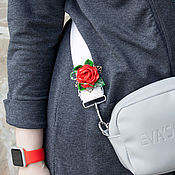 Украшения ручной работы. Ярмарка Мастеров - ручная работа Textile rose, red rose brooch. Handmade.