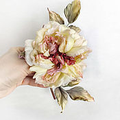 Rose silk. Brooch made of silk rose 