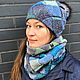 Hat and Snood knitted women's blue / grey / lime. Headwear Sets. irinamakatukha (IrinaMakatukha). My Livemaster. Фото №4