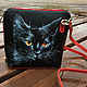 Small leather handpainted crossbody bag. Cat handbag, Crossbody bag, Trakai,  Фото №1