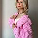 Розовый кардиган оверсайз ручной крупной вязки. Кардиганы. Оксана (oxigfashion). Ярмарка Мастеров.  Фото №5