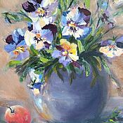 Картины и панно handmade. Livemaster - original item Oil painting wildflowers still life Pansies. Handmade.
