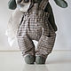 Зайка тедди в комбинезоне. Тедди Зверята. Handsewing.toys (Ирина). Ярмарка Мастеров.  Фото №11