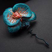 Украшения handmade. Livemaster - original item Brooch orchid phalaenopsis embroidered with silk. Handmade.