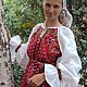 Блузка по косой с белым рукавом, Народные рубахи, Воронеж,  Фото №1