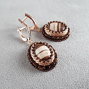 Украшения handmade. Livemaster - original item Oval Earrings with Cappuccino Jasper, Casual Earrings with Stone. Handmade.