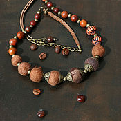 Работы для детей, handmade. Livemaster - original item Beads with wool and wood ethnic 