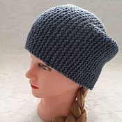 Аксессуары handmade. Livemaster - original item Hat knitted beanie jeans. Handmade.