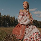 Сарафан "В плену у трав" платье с листьями