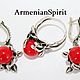 Серьги и кольцо из серебра с искусственным кораллом Armenian Spirit, Комплекты украшений, Ванадзор,  Фото №1