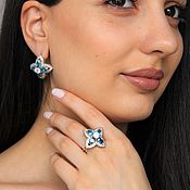 Украшения handmade. Livemaster - original item Isis earrings and ring with cubic zirconia and zircons made of 925 DD0035 silver. Handmade.