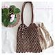 Mocha Macrame String Bag with Flower, String bag, Petrozavodsk,  Фото №1