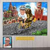Сувениры и подарки handmade. Livemaster - original item gift for birthday. Cartoon by photo - tourist, cyclist. Handmade.