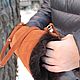 Clutch Hand bag made of suede with sheepskin fur Red Brown, Clutch, Moscow,  Фото №1
