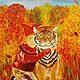 Тигр и шут. Сбежавшие из цирка. Картины. Яркие картины Ланы. Ярмарка Мастеров.  Фото №6