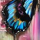 Butterfly oil painting-abstract. Blue and black butterfly. Pictures. Zabaikalie. My Livemaster. Фото №4