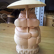 Подарки к праздникам handmade. Livemaster - original item Wooden figurine of Hippos. Anniversary gift wedding. Handmade.