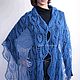 Blue openwork knitted scarf, wool stole. Scarves. IRINA GRUDKINA Handmade Knitwear. My Livemaster. Фото №5