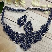 Украшения handmade. Livemaster - original item Set of necklace and earrings blue lace. Handmade.