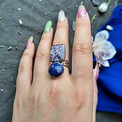 Украшения handmade. Livemaster - original item Double ring lapis lazuli and lepidolite. Handmade.