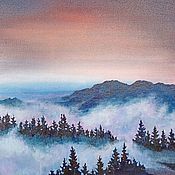 Картины и панно handmade. Livemaster - original item Mountain misty landscape with acrylic. Handmade.