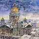 Watercolor painting 'First snow' St. Isaac's Cathedral Landscape, Pictures, Magnitogorsk,  Фото №1