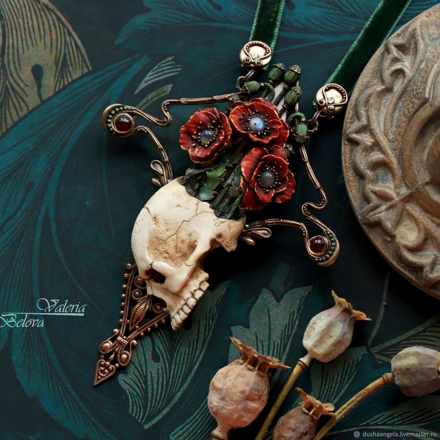 Chalker: ' Mortem somnia' poppies, skull, modern, Chokers, Vladimir,  Фото №1