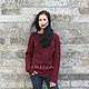 Sweater, jumper 'Red wine' with an elongated back, Sweaters, Lomonosov,  Фото №1