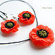 A set of 'Scarlet poppies'. Flowers from polymer clay, Jewelry Sets, Zarechny,  Фото №1
