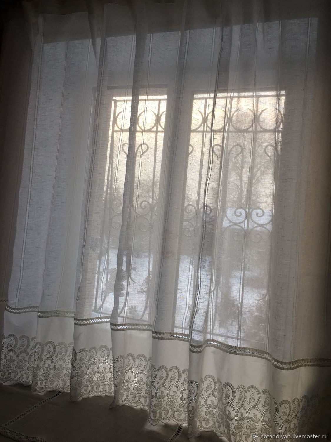 Тюль льняной с батистовым кружевом " Утро" В НАЛИЧИИ – купить на ...