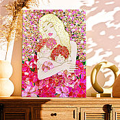 Картины и панно handmade. Livemaster - original item Pink Mosaic Painting Mom and Kids / Mom and Kids. Handmade.